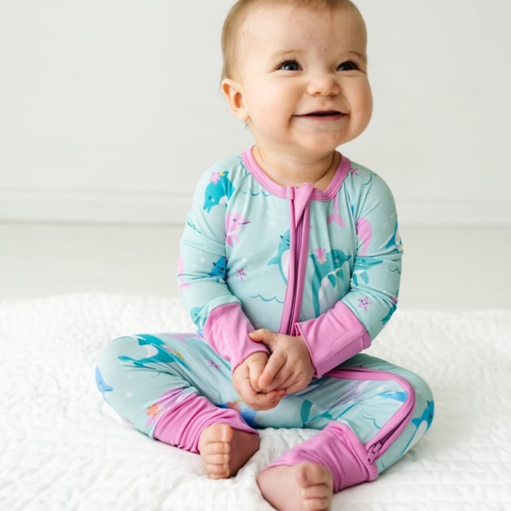 Little Sleepies Dolphin Dance Zippy 6-12mo VGUC